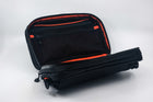 An Alpha Pack shown open so internal pockets with zipper are displayed  | Color: Black VX | Size: 2.6L